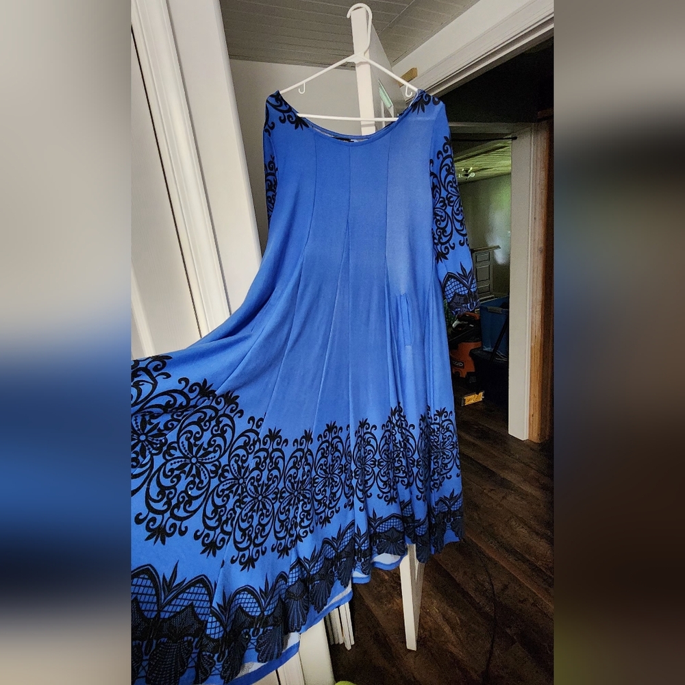 Reborn Blue and Black Long Sleeve Dress